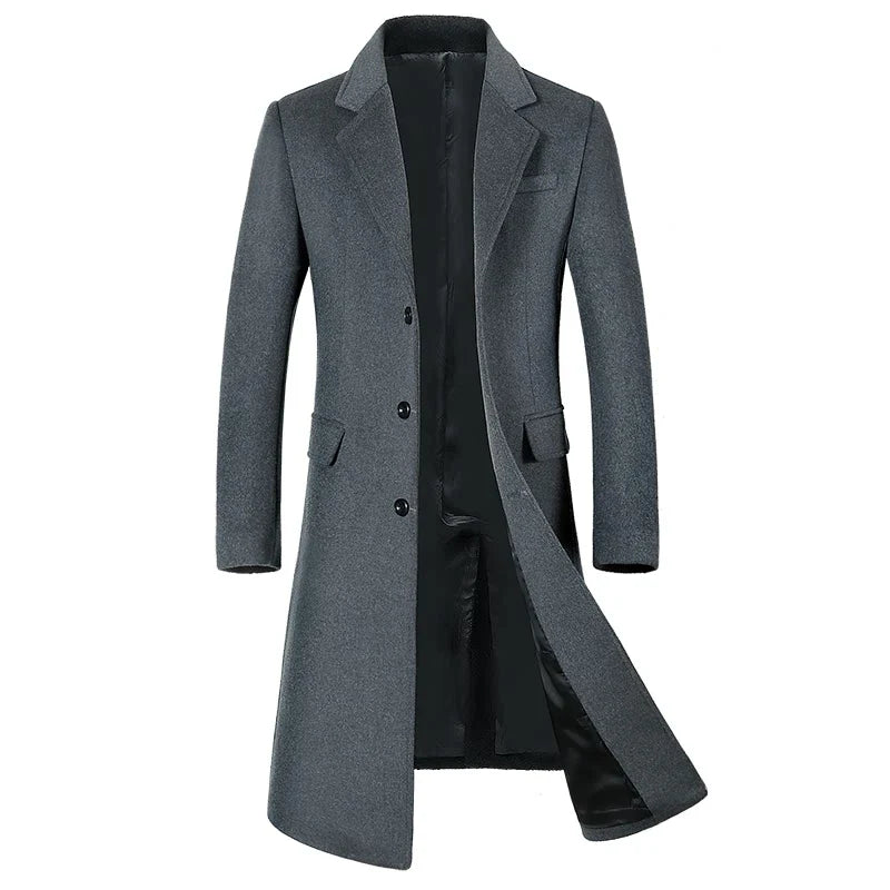 Sobretudo Masculino de Lã de Alta Qualidade Outono Inverno Casaco Trench Longo da Moda Algodão Grosso Acima do Joelho M-4XL