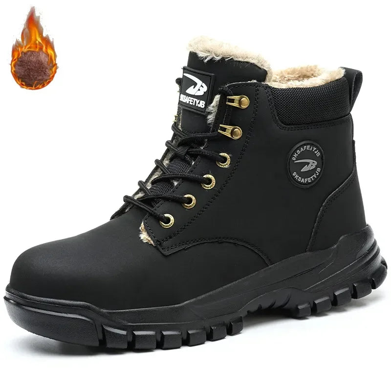 Winter Warm Men's Work Safety Boots Waterproof Sturdy Steel Toe Shoes Sports Shoes Safety Protection Cold Prevention