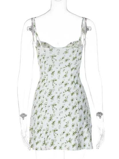 Fashion Sexy Flower Printed Women Short Dresses Streetwear Regular Casual Strapless Sleeveless Slim Sheath Vestidos Robe