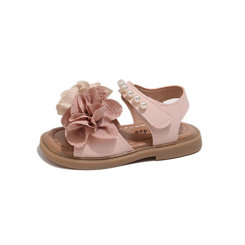 Korean Style Summer Sandals for Girls Flowers in Full Bloom Children's Beach Shoes Flexible Soft-sole Kid's Girl Sandals I060683