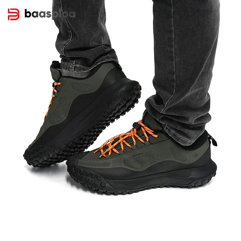 Men Hiking Shoes Outdoor Waterproof Camping Resistant Non Slip Sneakers Male Casual Lightweight Lace-Up Walking Shoes