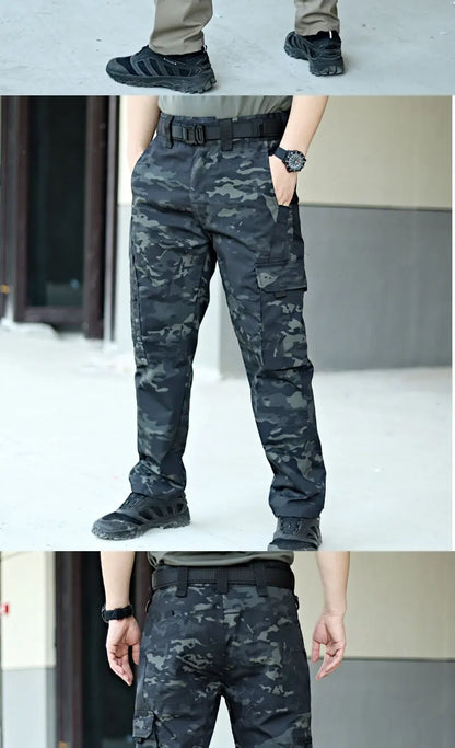 Summer Quick Dry Pants Men Tactical Cargo Trousers Outdoor Work Waterproof Cargo Trousers Multi-pocket Wear-Resistant Train Pant