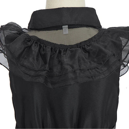Girl Costume Kids Cosplay Black Princess Dress Children Pageant Dinner Dress Girl Halloween Party Dancing Clothing