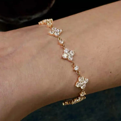 Full Moissanite Bracelet 925 Sterling Silver Leaf Clover Diamond Hand Chain for Women Engagement Gifts Jewelry Certificate