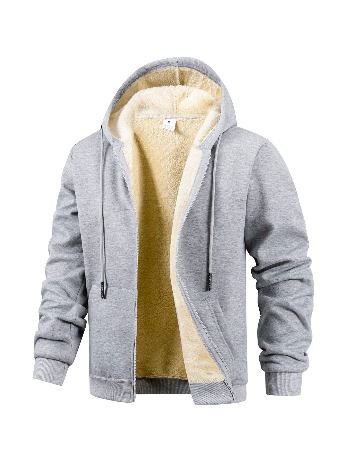 Winter Thick Fleece Zipper Hoodies Thicken Warm Jackets Long Sleeve Sweatshirts Casual Sports Fleece Black Coats Hooded Men Coat