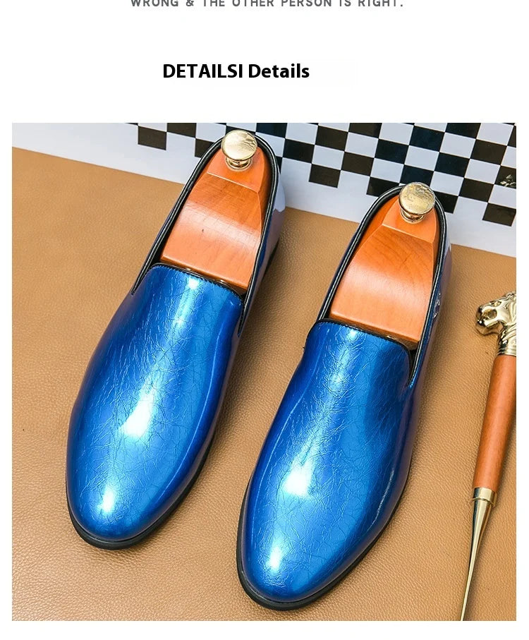 Patent leather bright casual leather shoes set feet a slip-on lazy people work business British windbean men's shoes size 46