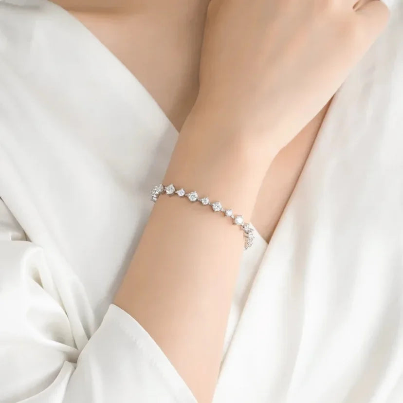 New In D Color 3/4mm Full Moissanite Tennis Bracelet For Women Lady S925 Silver GRA Certified Diamond Link Bracelets Gift