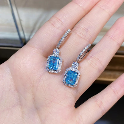 Luxury white gold solid platinum PT950 Women's Yellow Diamond Earrings Luxury Full Diamond 2 karat Ice Flower Cut Earrings