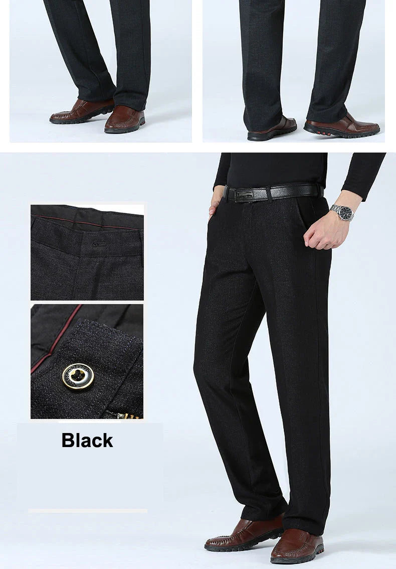 Autumn Summer New Men's Slim Business Pants Fashion Stretch Thicken Casual Trousers Brand Solid Pant Black Navy Plus Size GOZBKF