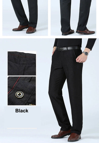 Autumn Summer New Men's Slim Business Pants Fashion Stretch Thicken Casual Trousers Brand Solid Pant Black Navy Plus Size GOZBKF