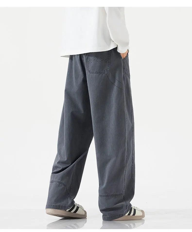 High Quality 100% Cotton Work Pants Men Casual Straight Trousers Y2K Man Plus Size Cargo Pants Fashion Solid Workout Pants