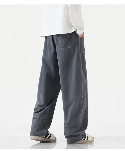 High Quality 100% Cotton Work Pants Men Casual Straight Trousers Y2K Man Plus Size Cargo Pants Fashion Solid Workout Pants