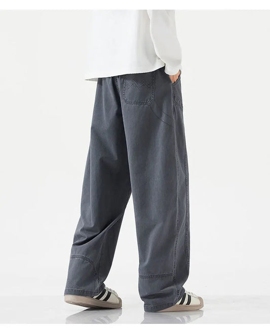 High Quality 100% Cotton Work Pants Men Casual Straight Trousers Y2K Man Plus Size Cargo Pants Fashion Solid Workout Pants