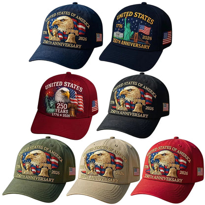 US 250th Anniversary Cap Retro Washed Patriotic Cap Trucker Hat Outdoor Sunhats Sports Hat reathable Baseball Caps for Men Women