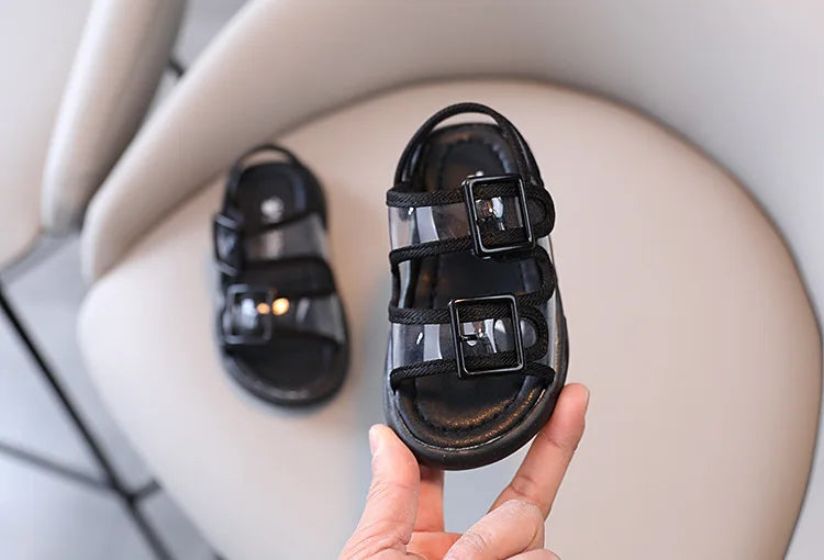 Clear Upper Children Sports Shoes Flat Sandals 2026 Summer Canvas Baby Boy Sandals Breathable Toddler Girls Shoes Kids I04224