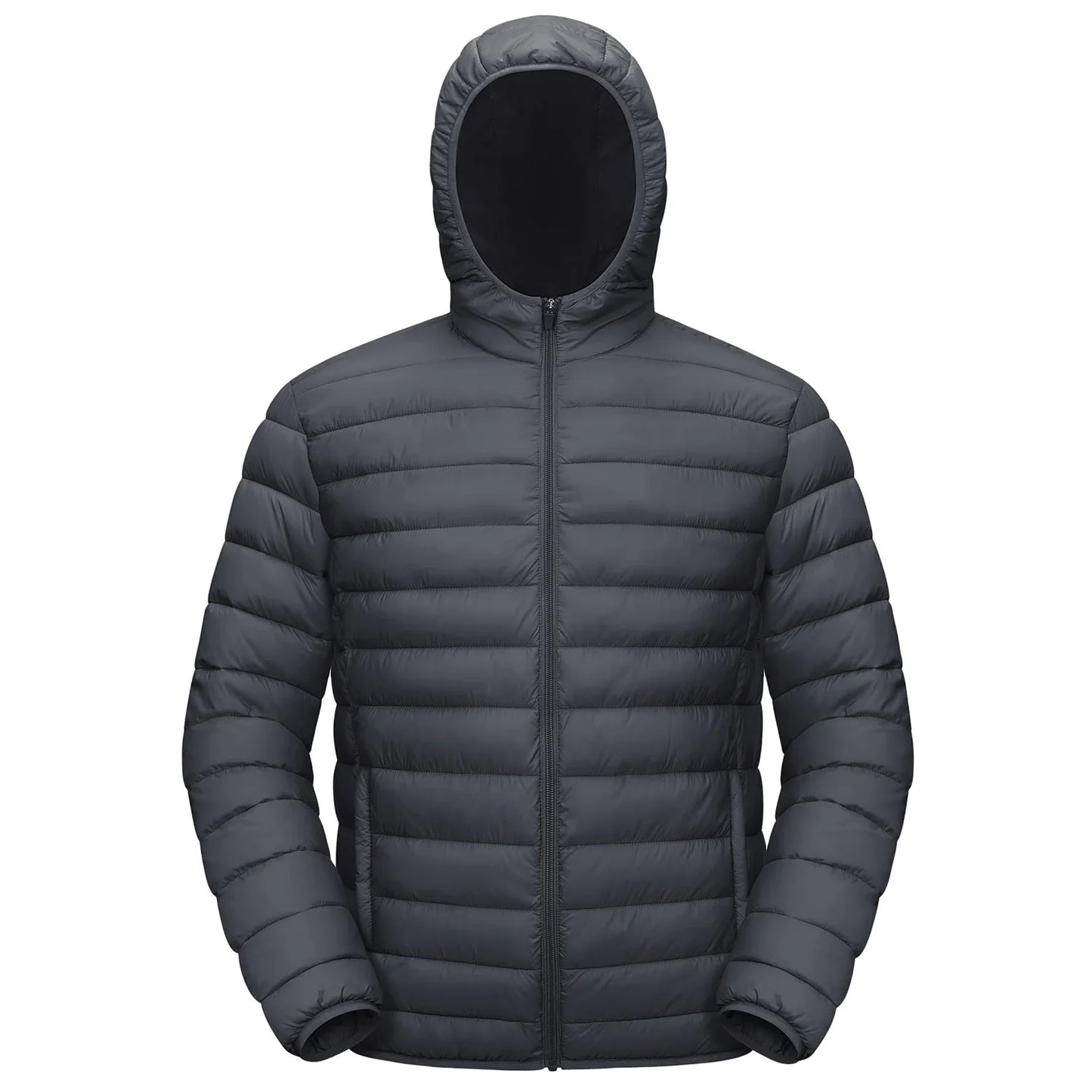 Lightweight Puffer Jackets Mens Water-Repellent Hooded Quilted Jacket Insulated Jacket Padded Coat Male Windbreaker