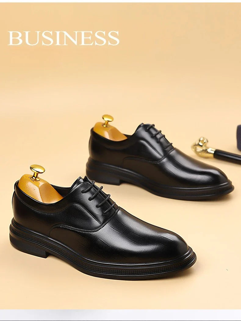 Men Dress Shoes Black Soft Leather Men Heighten Formal Shoes Casual Business Men Oxfords Suit Shoes