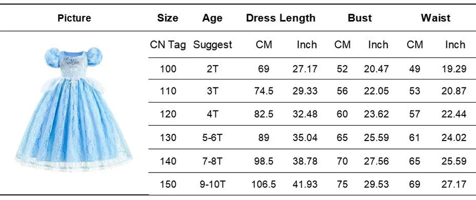 Girls Cinderella Cosplay Costume For Children Baby Girl Kids Halloween Birthday Party Dress Princess Costume