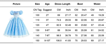 Girls Cinderella Cosplay Costume For Children Baby Girl Kids Halloween Birthday Party Dress Princess Costume