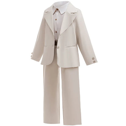 Baby Boy Formal Clothes Set White Gentleman Boys Jacket+Shirt+Pant 3PCS Infant Toddler Child Clothes Suit Baby Clothes 3-12Y