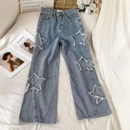 Denim Popular Ins Fashion Korean wIth Star Spring Loose Fitting Jeans