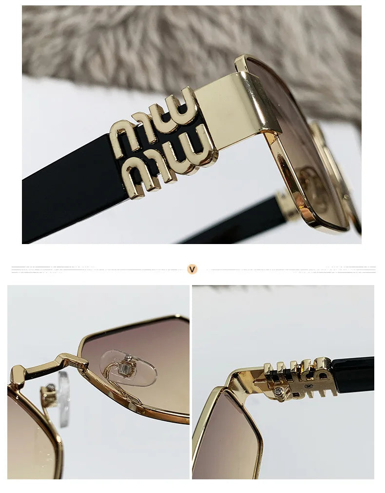 New Fashion Metal Box Women's Sunglasses High Quality High Sense Trend Street Sun Glasses Girls Sunshade Glasses UV400