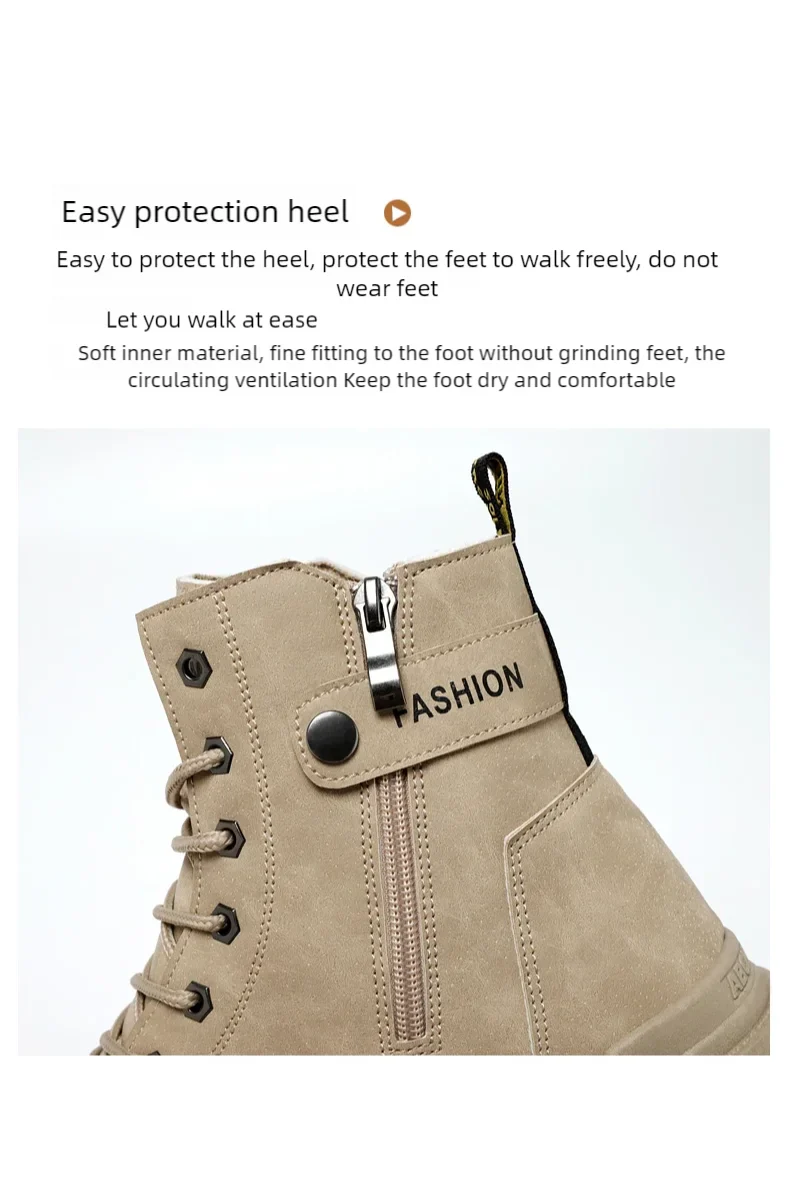 Men's high top casual boots four seasons new outdoor anti slip comfort workwear boots fashion versatile trendy boots men's shoes