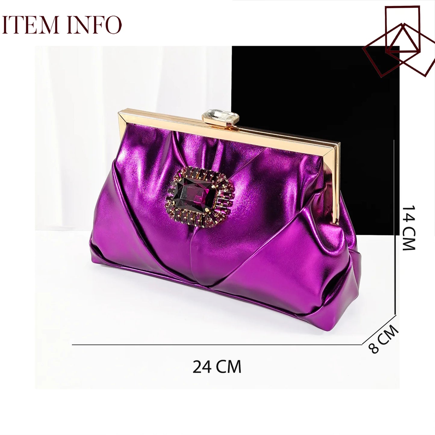 Nigerian Heel Party for Women Purple Color Shoes and Bag Set Rhinestone Handbag Italian Design Wedding