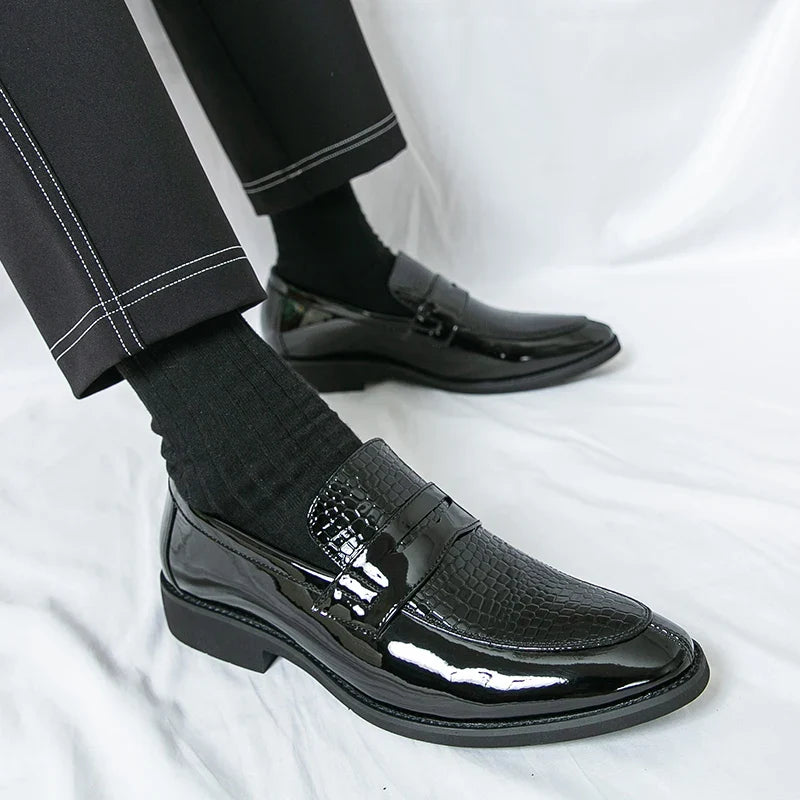 Loafers Shoes Men Color Blocked Business Casual Fashion Round Head Formal Wedding Shoes