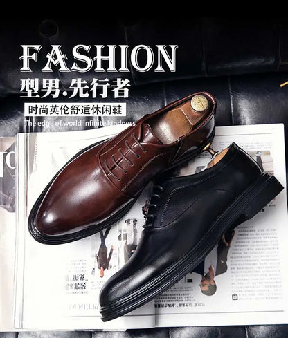 Business Formal Leather Shoes Men's Casual with Suit Low Top Solid Wedding Shoes Color Fashion Oxford Shoes Pointed Office Shoes