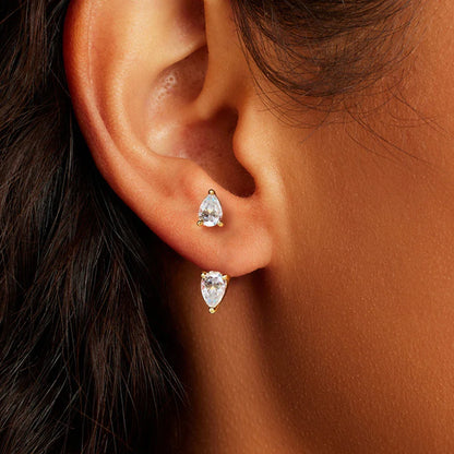 4cttw Pear Cut Moissanite Stud Earrings 925 Sterling Silver Sparkly Waterdrop Diamond Ear Jacket Earring for Women Jewelry Gift