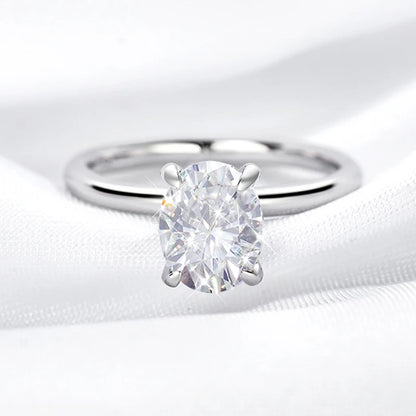 18k Plated 2/3ct Moissanite Diamond Ring for Women Oval Fancy Cut Bridal Sets Solitaire Wedding Promise Band 925 Silver