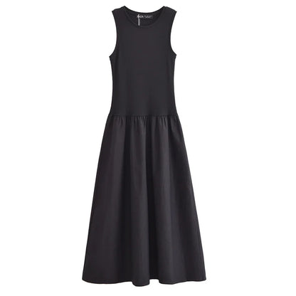 Dresses 2025 Woman Sleeveless Black Long Dress Women Bodycon Summer Solid Dresses One Pieces Midi Casual Dresses