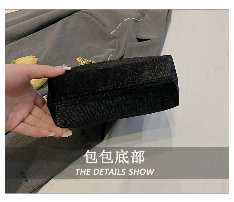 Velvet Frame Heart Dinner Hand Bags Diamonds Chains High Quality Shoulder and Crossbody Bags for Women 2024 Fashion Hot Sale
