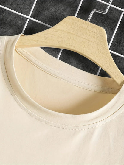 Men's 100% pure cotton fashionable casual loose sports LIMON CELLO pattern printed round neck short sleeved T-shirt top