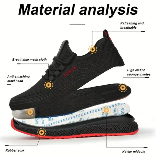 Steel Toe Protective Work Shoes Anti Smash Safety Shoes Men Women Light Work Sneakers Breathable Anti-Stab Indestructible Shoes