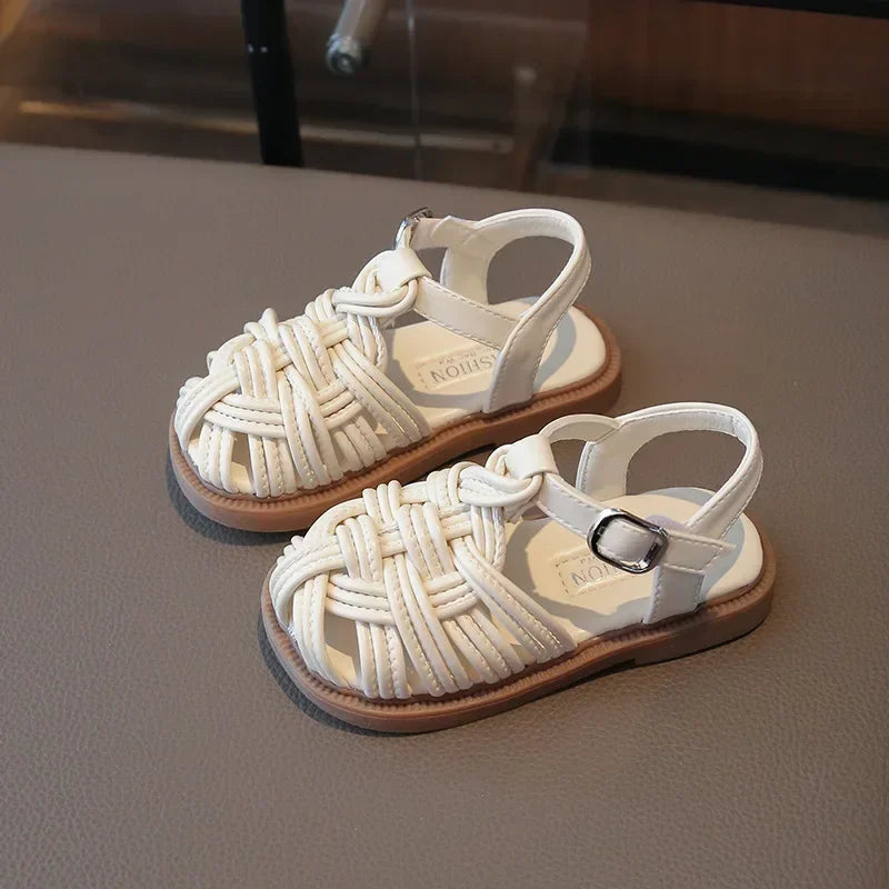 New Sandals Summer Children's Woven Casual Baby Shoes Girls Beach Shoes Slipper Baby Girl Shoes Size 22-31