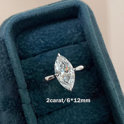 Marquise Cut Moissanite Jewelry Set For Women Lab Diamond Lariat Pendant Necklace Stud Earring Wedding Ring With Certificate