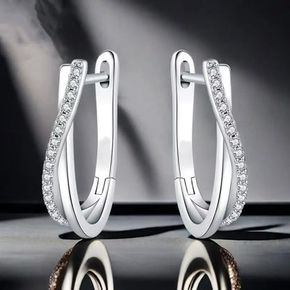 Moissanite Hoop Earrings For Women GRA Certified 1.5mm Diamond Versatile Jewelry s925 Sterling Silver Twisted Earring