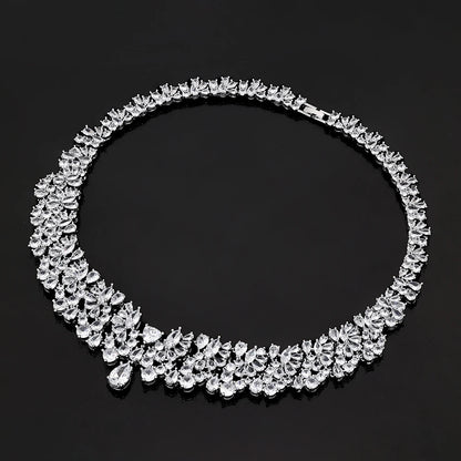 Luxury 4 Pieces Necklace Earrings Set Big Colorful CZ Zircon Wedding Bridal Jewelry Set Dubai Women Gift