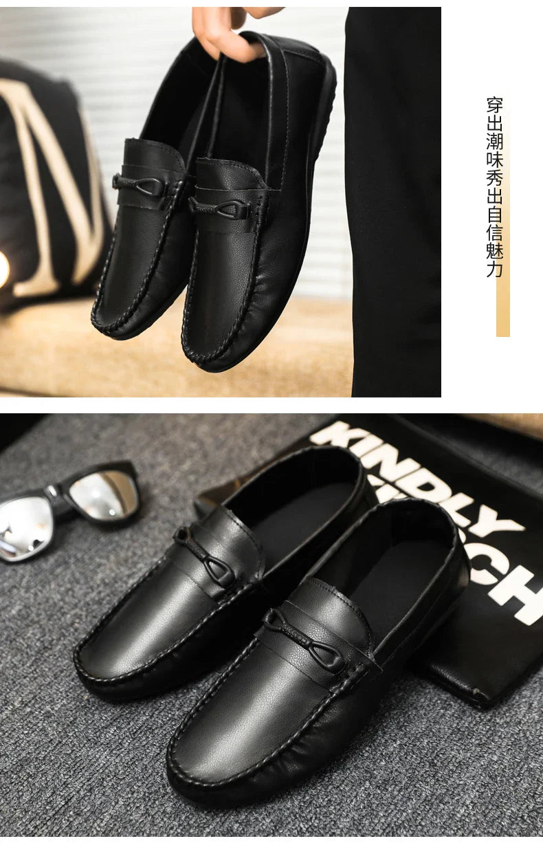 Mocassins Minimalistas Masculinos Sapatos Casuais de Couro Confortáveis Para Homens Sapatos de Condução Antiderrapantes Sapatos de Escritório Slip-on Tamanho Grande 46