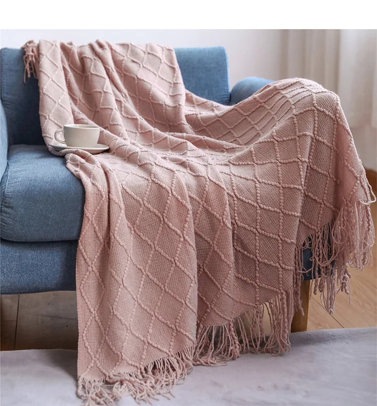 Aesthetic Nordic Plaid Knitted Throw Thread Blankets on the Bed Sofa Throw Travel TV Nap Blankets Soft Towel Bed Plaid Tapestry