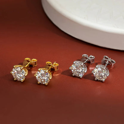 Real 1 Carat D Color Moissatine Stud Earrings For Women D Color 925 Sterling Silver Earrings Wedding Party Fine Jewelry