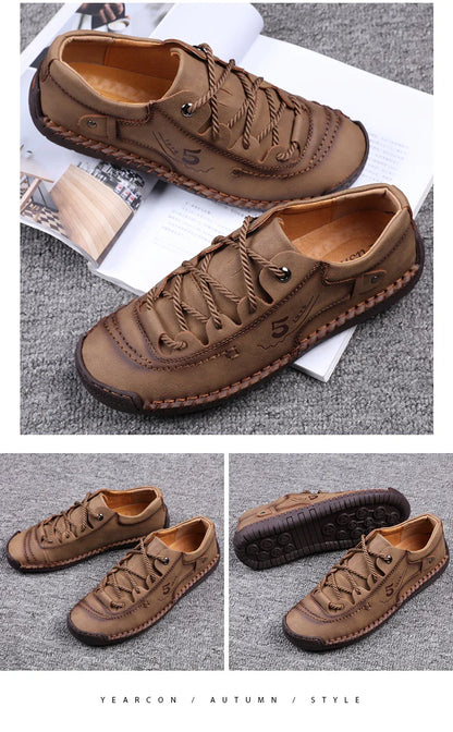 Men Leather Casual Shoes Outdoor Comfortable High Quality Fashion Soft Homme Classic Ankle Non-slip Flats Moccasin Trend