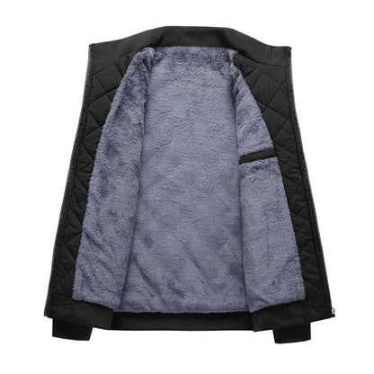 Autumn Winter Bomber Jacket Men Diamond Pattern Fleece Lined Casual Jacket Men Fashion Clothing 2023 Brand New Slim Fit Coat