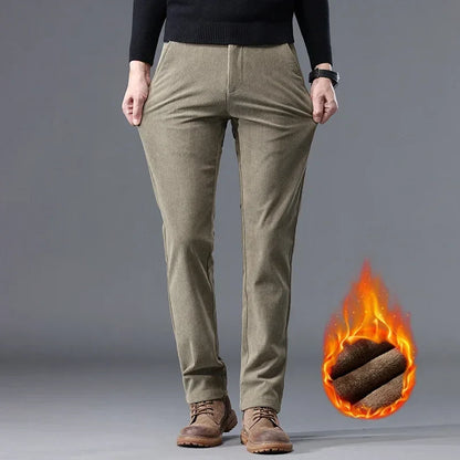 Thick Stretch Men's Corduroy Fleece Pants Fashion Business Casual Warm Chenille Male Brand Trousers Winter Thermal Pants