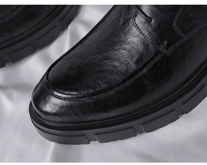 5 8 10 Cm Heel Shoes Men Fashion Casual Cow Leather Men's Dress Shoes British Breathable Groom Platform Wedding Shoes Male