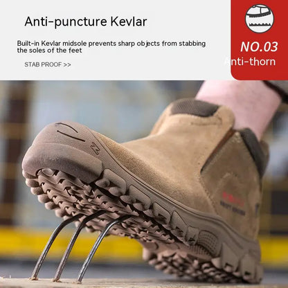 Mens Steel Toe Safety Shoes Breathable Soft Non Slip Work Boots Protective Comfortable Footwear for Men Insulation 6KV Shoes