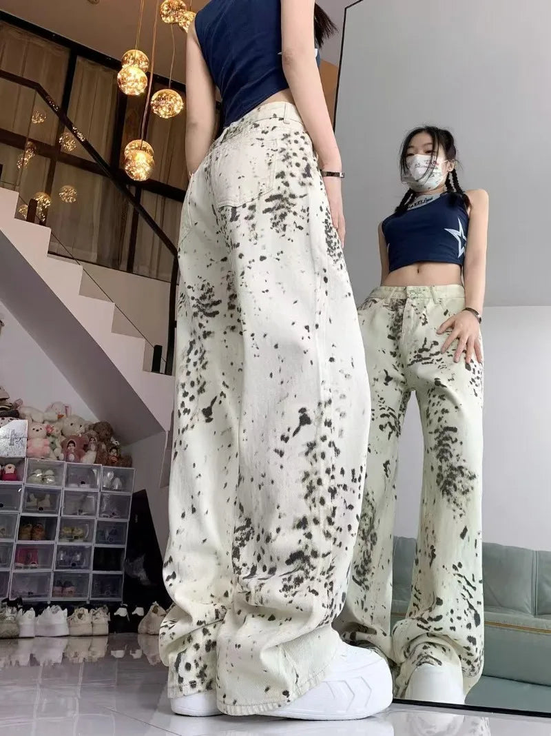 Pants Female High Waist Casual Wide Leg Jeans