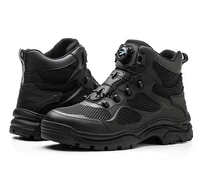 Construction Work Boots Men Steel Toe Safety Shoes Rotated Button Anti-smash Puncture Proof Sneakers Man High Top Security Boot